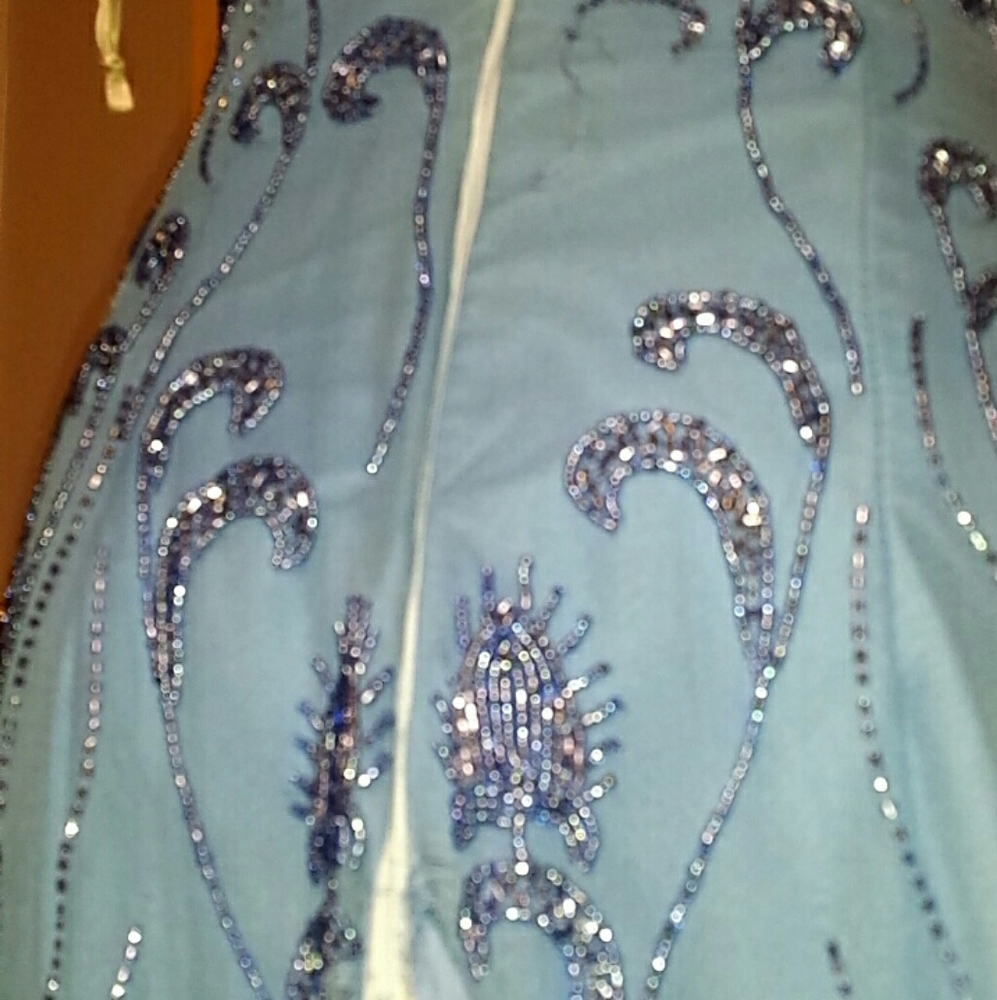 Blue beaded formal dress - Picture 3 of 8